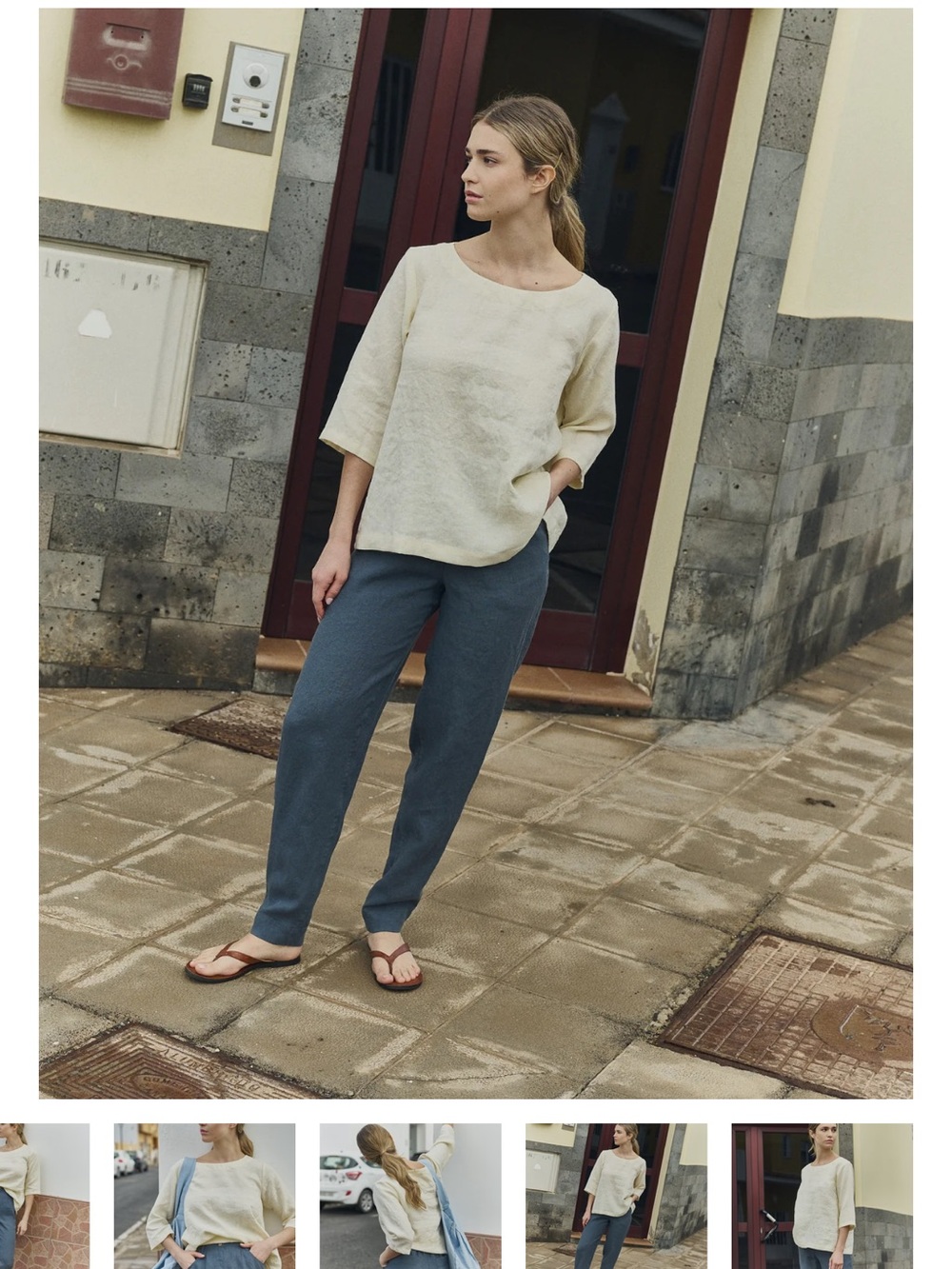 notPERFECTLINEN Gingham January loose linen Top Oversized